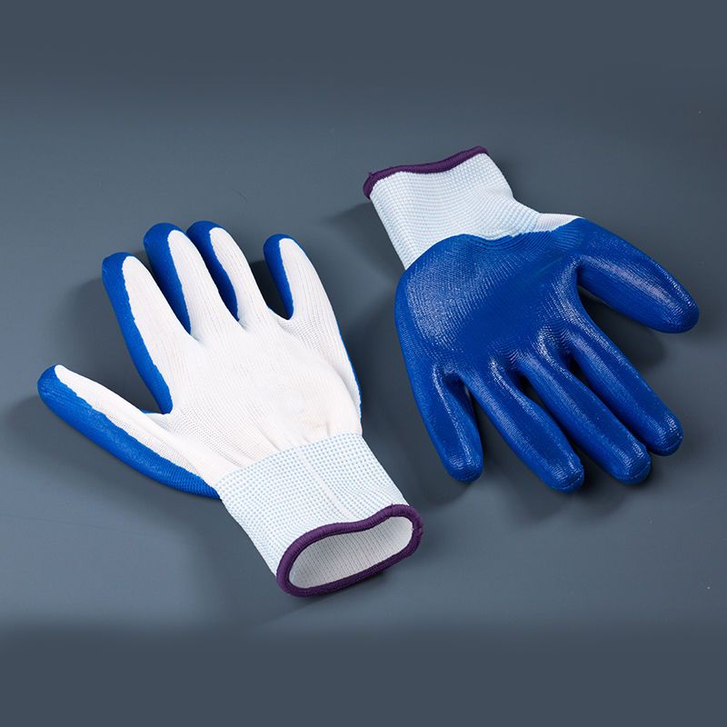 丁腈手套5双工作劳保丁腈浸胶手套防滑耐油抗腐蚀涂胶手套耐磨透气