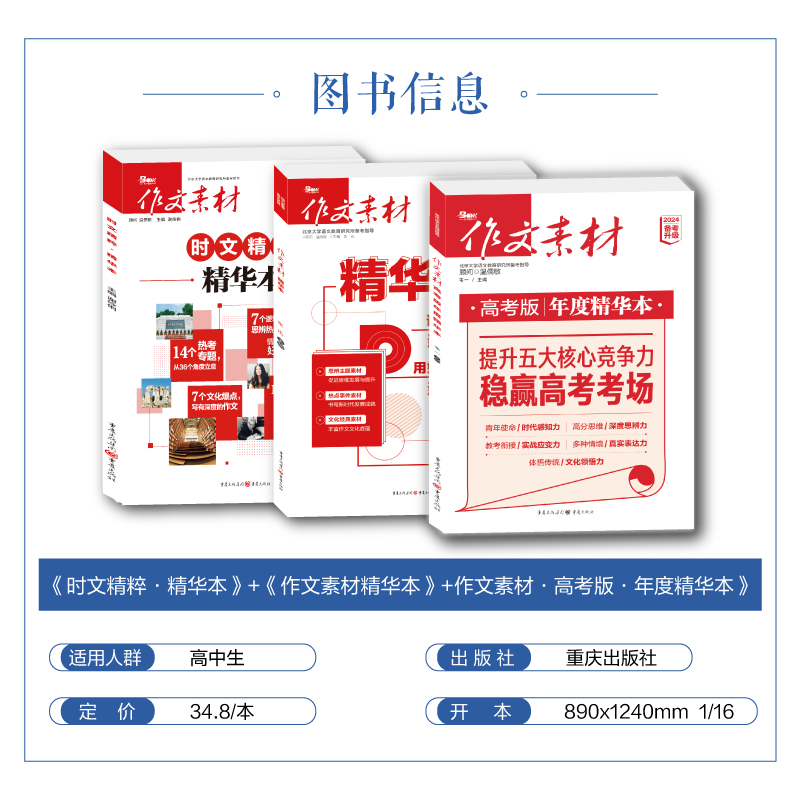 [3本]时文精粹+作文素材精华本+作文素材年度精华本 高中通用 [正版]备考2024高考作文素材年度精华本时文精粹热考时高清大图