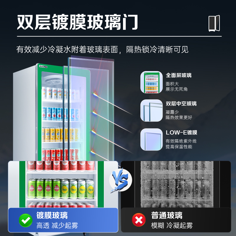 展示柜冷藏保鲜柜饮料柜商用单门立式冰柜冰箱风冷直冷超市便利店陈列柜蔬菜水果啤酒一级能效大容量风冷款高清大图