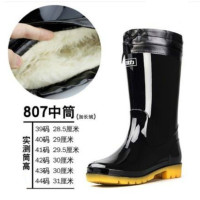 雨鞋男士雨靴短筒轻便中筒高筒低帮防滑男防水鞋水靴胶鞋套鞋 807中筒加长绒