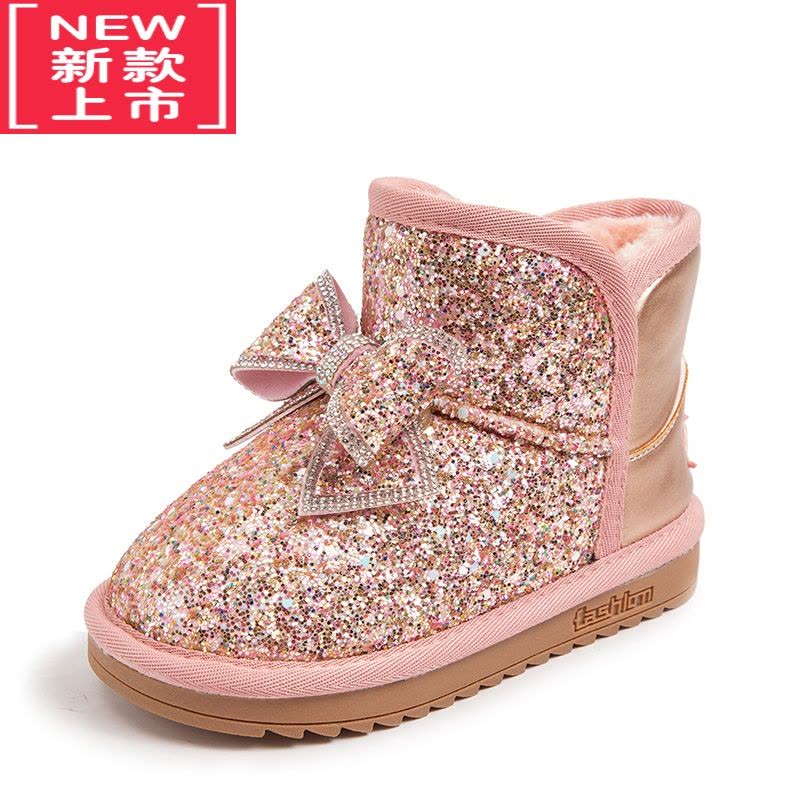 可莉允女童雪地靴2022冬季新款保暖防滑儿童棉靴小女孩短靴加绒加厚靴子图片