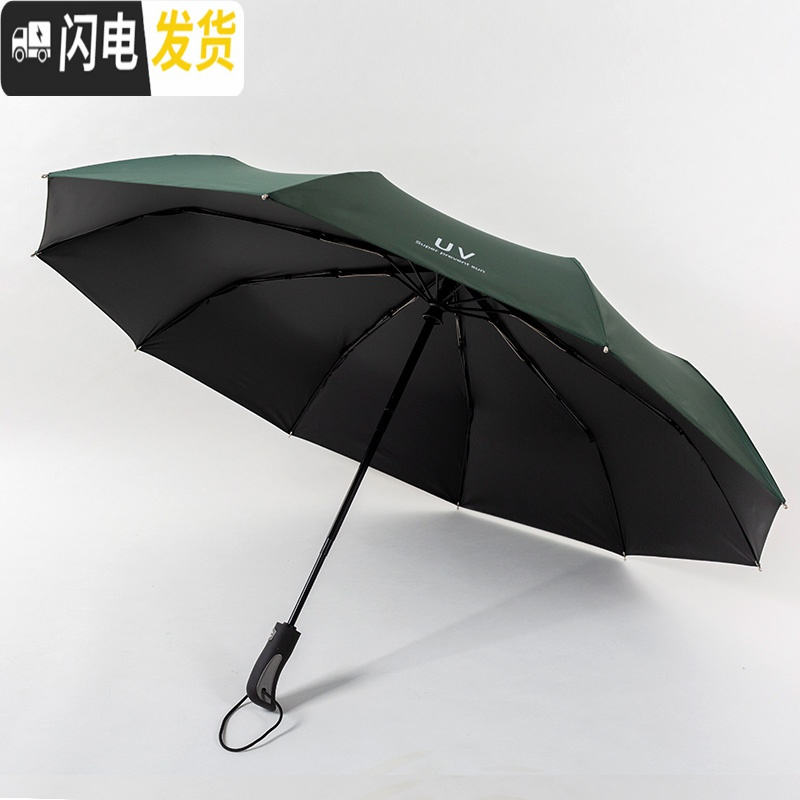 三维工匠晴雨两用加大超大雨伞大号双人折叠男女太阳伞全自动反向简约遮阳 自动款-墨绿色