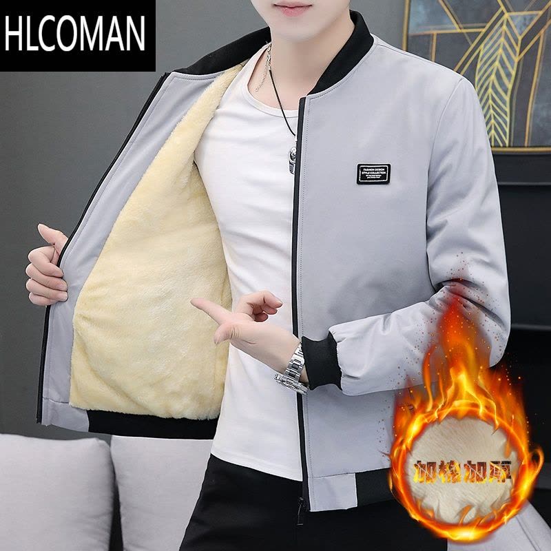 HLCOMAN冬季加厚棉衣男士连帽加绒夹克男外套学生上衣韩版p暖装衣服图片