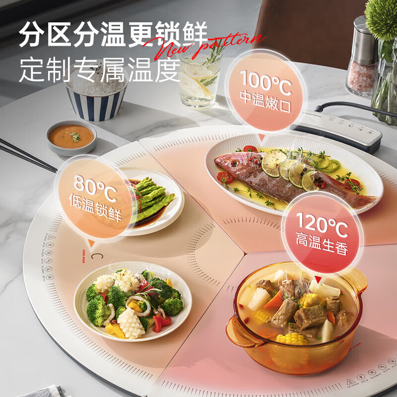 摩飞电器 三折叠暖菜板 圆形折叠饭菜保温板 MR8306白高清大图