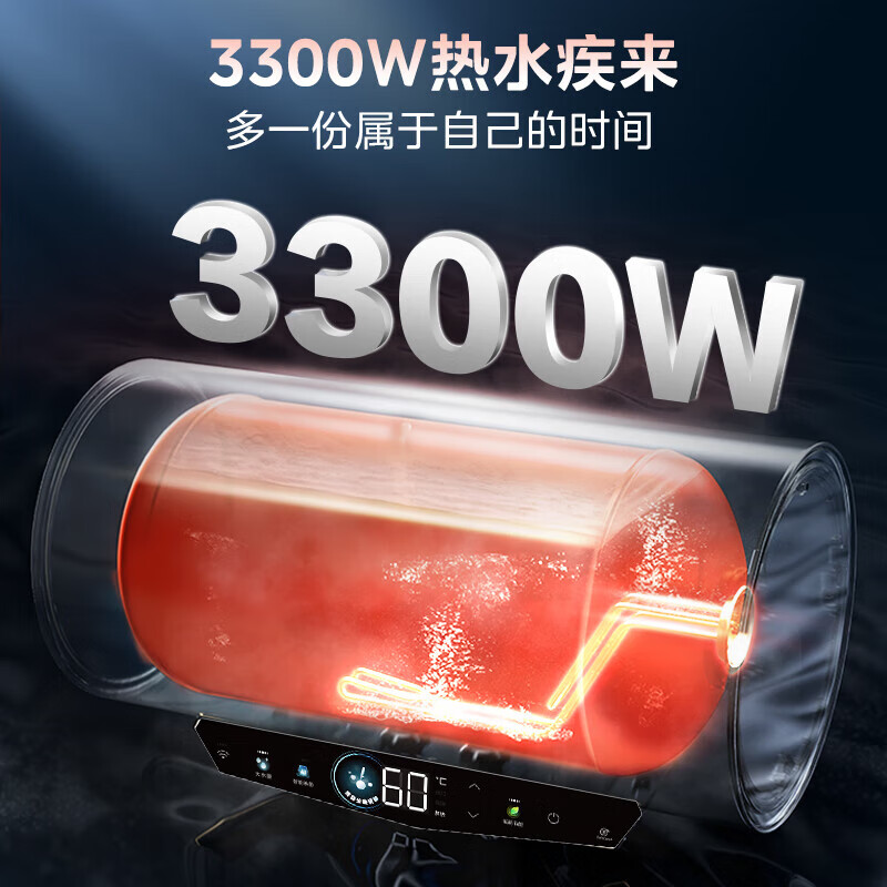 美的(Midea)60升电热水器家用3300W一级能效 终身免换镁棒 水电分离 自动杀菌热水器F6033-JE5高清大图