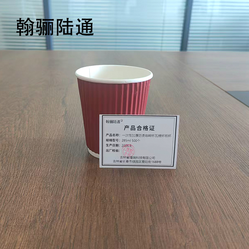 翰骊陆通 一次性加厚防烫咖啡杯瓦楞杯纸杯 285ml 500个 箱高清大图