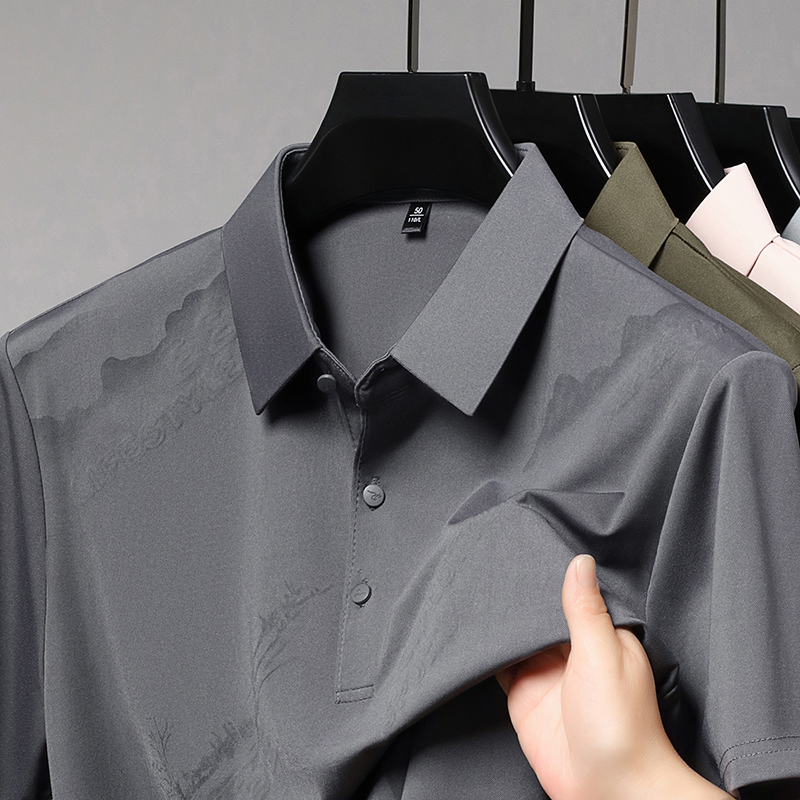 恒源祥2025夏季新款男士冰丝透气短袖套装中年运动休闲薄款爸爸装 高级灰 165/M