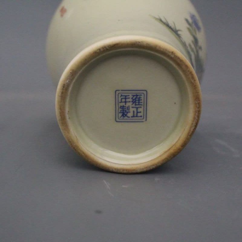 美帮汇景德镇仿古陶瓷器雍正粉彩菊花鸟图梅瓶家居装饰摆件展柜收藏做旧图片