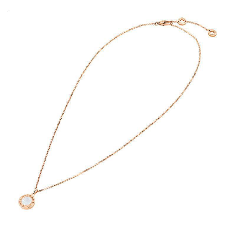 bvlgari宝格丽bvlgari系列经典款圆形18k金玫瑰金镶白贝母项链350553