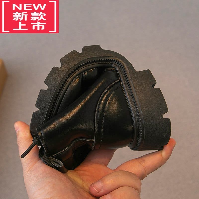 可莉允儿童马丁靴2022冬季新款童鞋男童靴子女童皮靴二棉加绒短靴英伦风图片