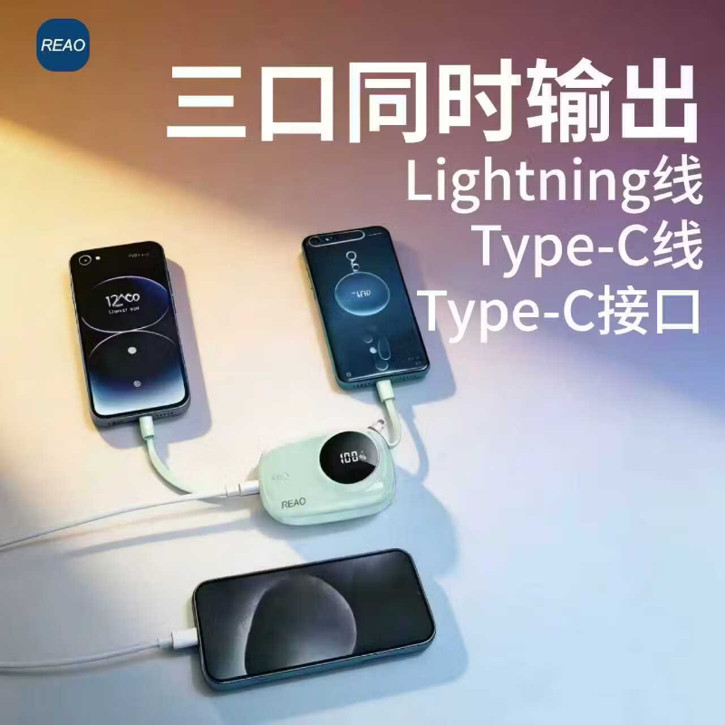 泺澳 充电宝可上飞机新3C认证快充移动电源迷你自带双线出门小巧便携 霞光紫 c13高清大图