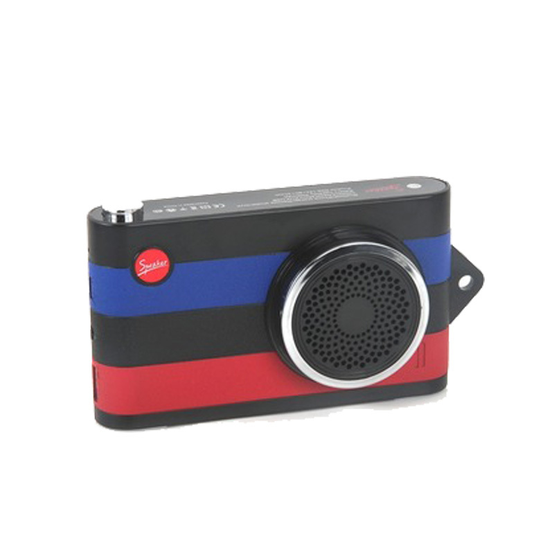 蓝牙音箱 新款相机柯喜星 多功能音箱移动电源充电宝插卡按键MP3 2.0声道蓝牙音响 黑色彩条