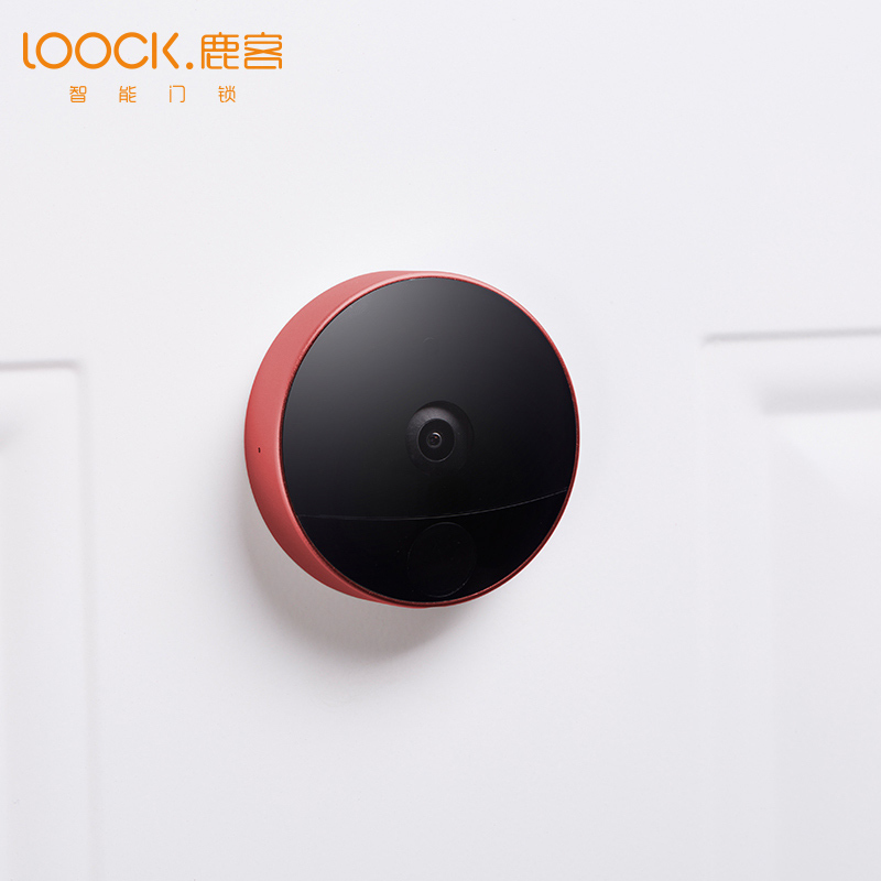 loock鹿客智能猫眼门镜wifi远程可视摄像头监控家用报警猫眼防撬LSC-C01红色