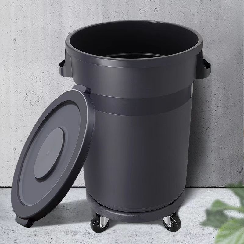 兆穗鑫圆形带轮垃圾桶80L