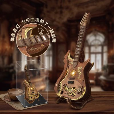 周同学手指钢琴周杰伦钢琴拼装模型木质摆件古典工艺品 和弦吉他+电池/工具+防尘罩