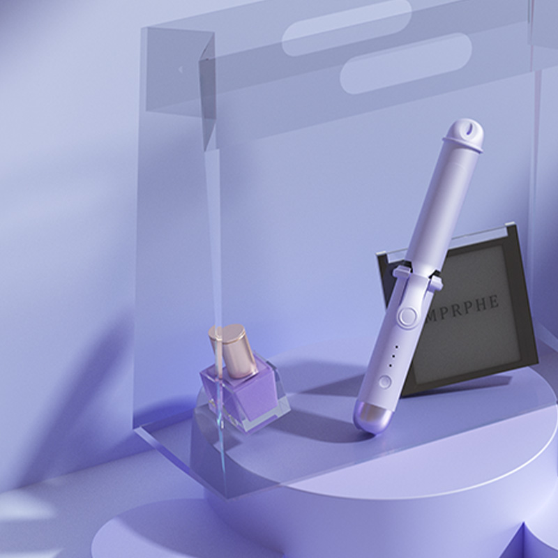 雷瓦直发棒迷你便携卷直两用安全防烫三挡调温罗兰紫RB-8125高清大图