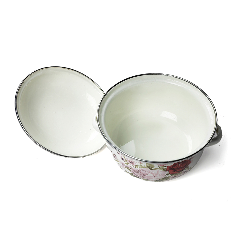 妙简乐 双耳搪瓷带盖汤锅 22cm 个高清大图