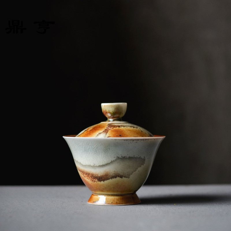鼎亨高品质纯手工盖碗茶杯景德镇白瓷柴烧色功夫茶具茶碗薄胎三才