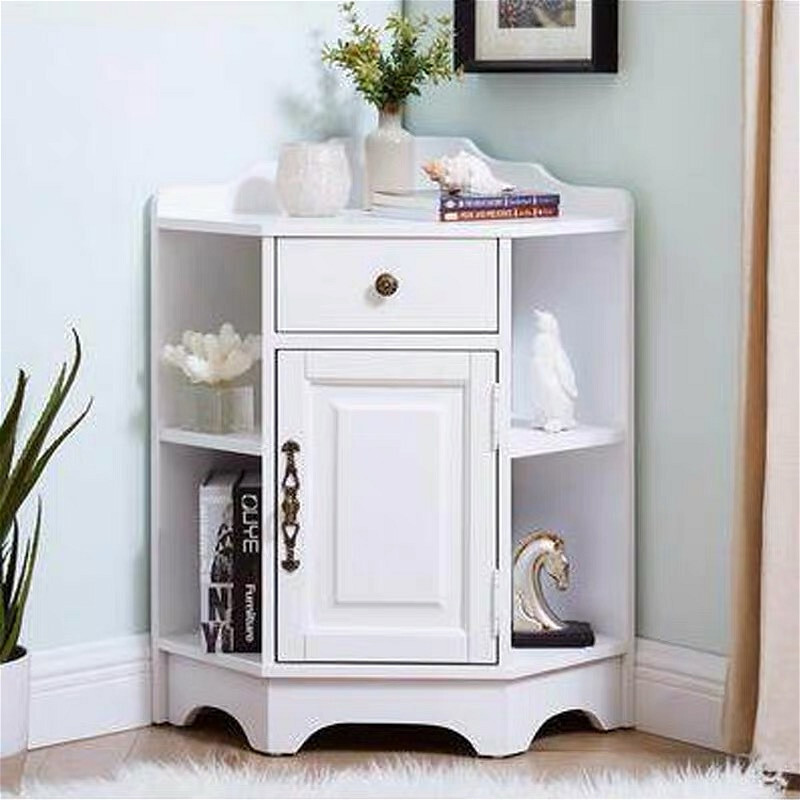 美式实木角柜客厅三角柜花架欧式储物柜墙角柜餐厅置物柜转角酒柜