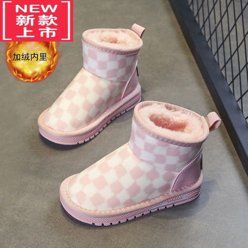 可莉允男童雪地靴冬季一体防水儿童靴子中大童加绒加厚宝宝东北棉鞋图片