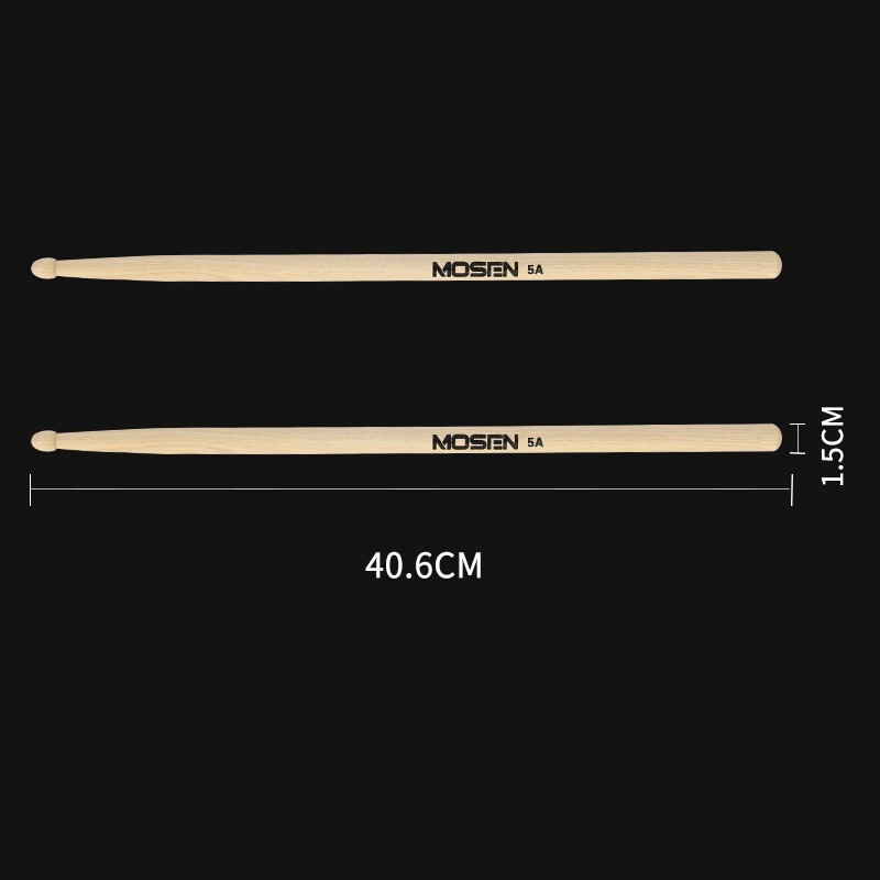 莫森(MOSEN)MS-12P 鼓棒传统系列椭圆型5A枫木架子鼓槌鼓锤一对装 原木色