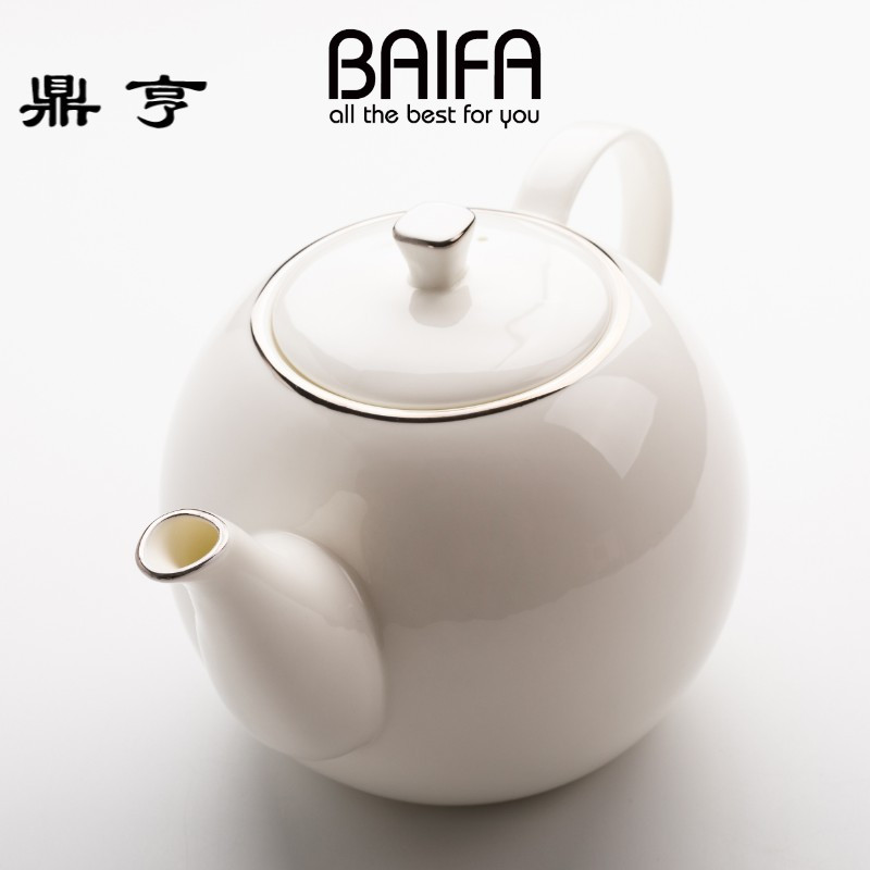 鼎亨欧式下午茶壶描白金骨瓷创意咖啡壶 家用速溶咖啡冲泡壶 定制