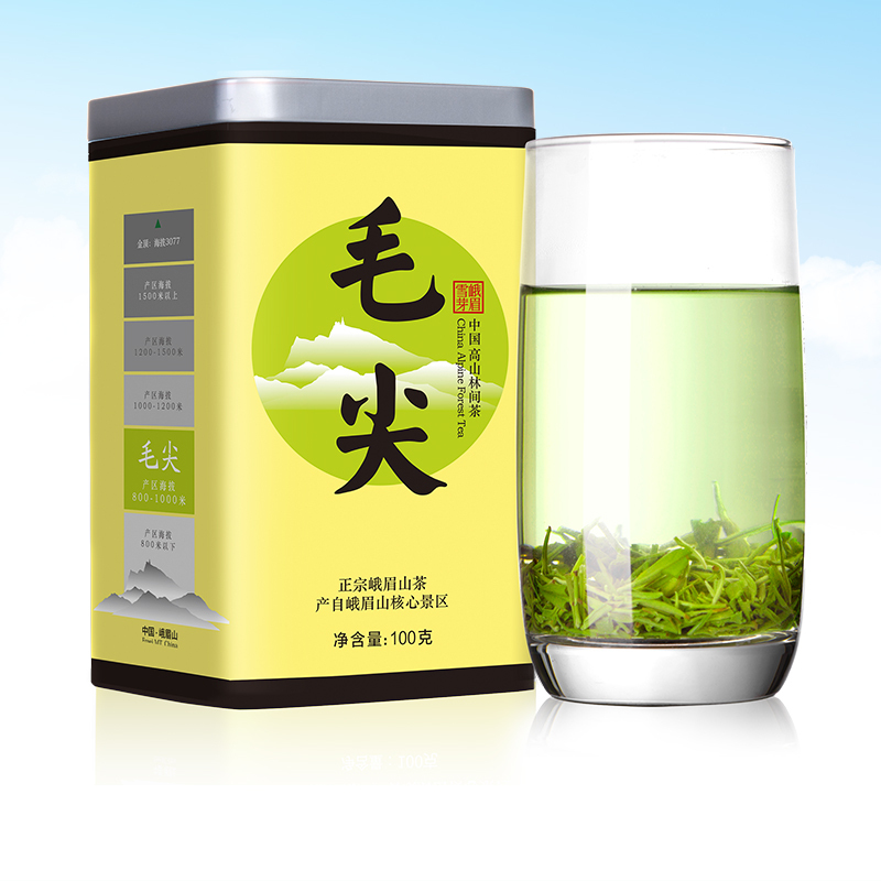 峨眉雪芽 高山毛尖100g 春茶嫩芽绿茶 茶叶高清大图