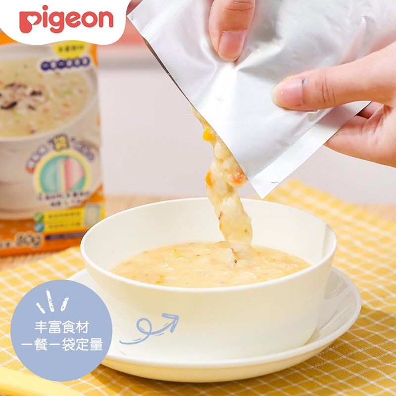 贝亲(Pigeon)婴幼儿辅食粥 宝宝米糊粥 [7个月+鸡肉套餐]5包(2种口味)