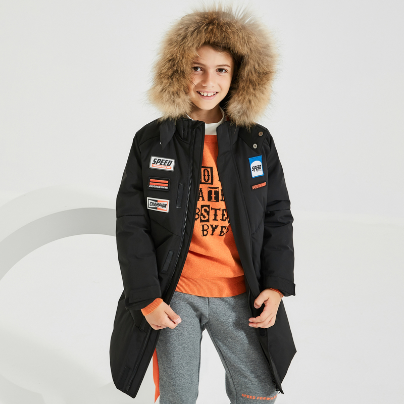 [2件2折价:199]米喜迪mecity童装冬新款男童羽绒服大毛领派克工装风羽绒服