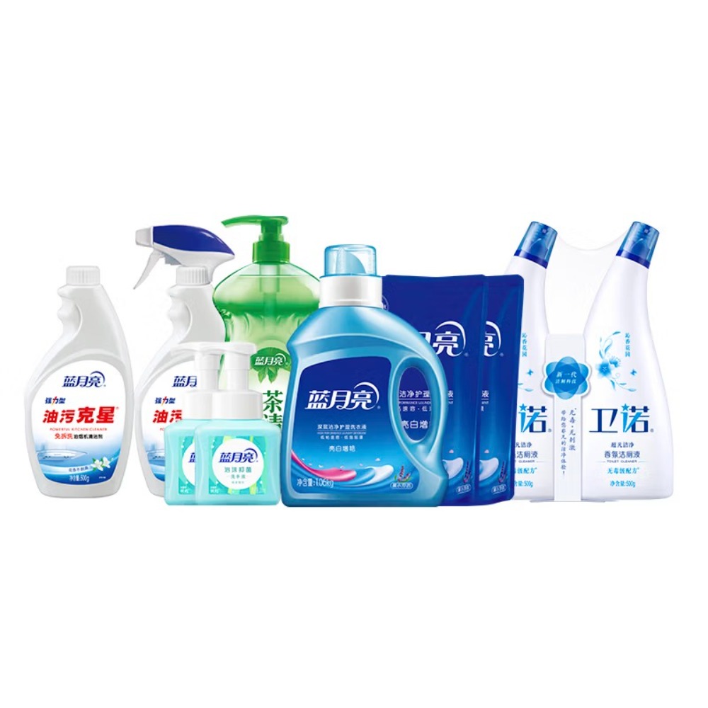 蓝月亮家居清洁礼包2(洗衣液+洁厕液+油污克星瓶+洗洁精等)810010