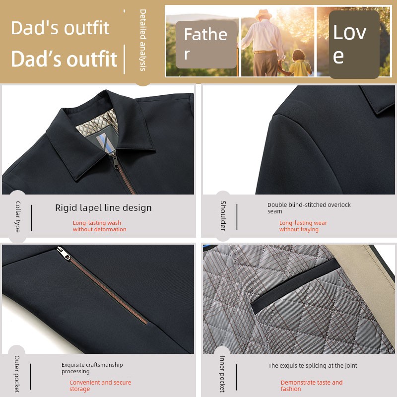 啄木鸟爸爸秋冬装外套装老爸50岁60中老年人男加棉加厚70爷爷棉衣高清大图