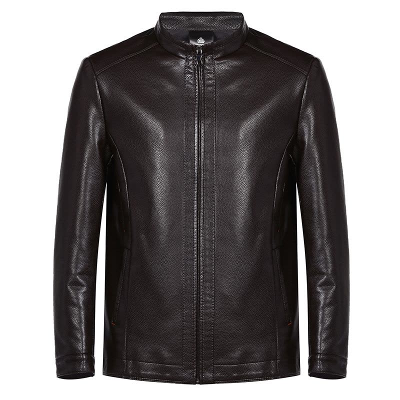 免费试穿 海宁真皮衣男春秋装加绒外套翻领百搭休闲皮夹克4050岁爸爸60衣服大码2024新款外套潮海宁软皮夹克大码男装图片