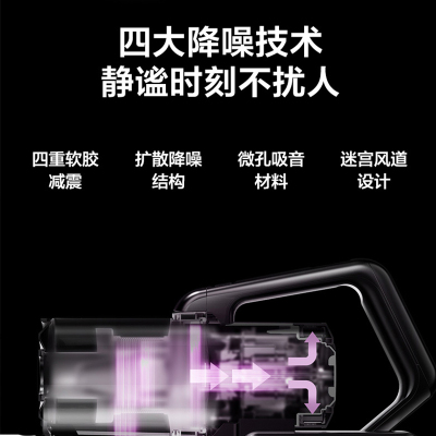 美的吸尘器家用手持式小型低噪大吸力强力除螨无线吸尘器P6 冰莹粉