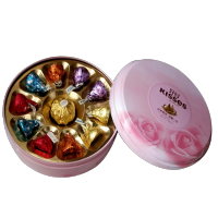 好时（Hershey’s）好时之吻kisses牛奶巧克力6粒10粒16粒圆形铁盒结婚喜糖礼盒 10+1（粉色） 好时
