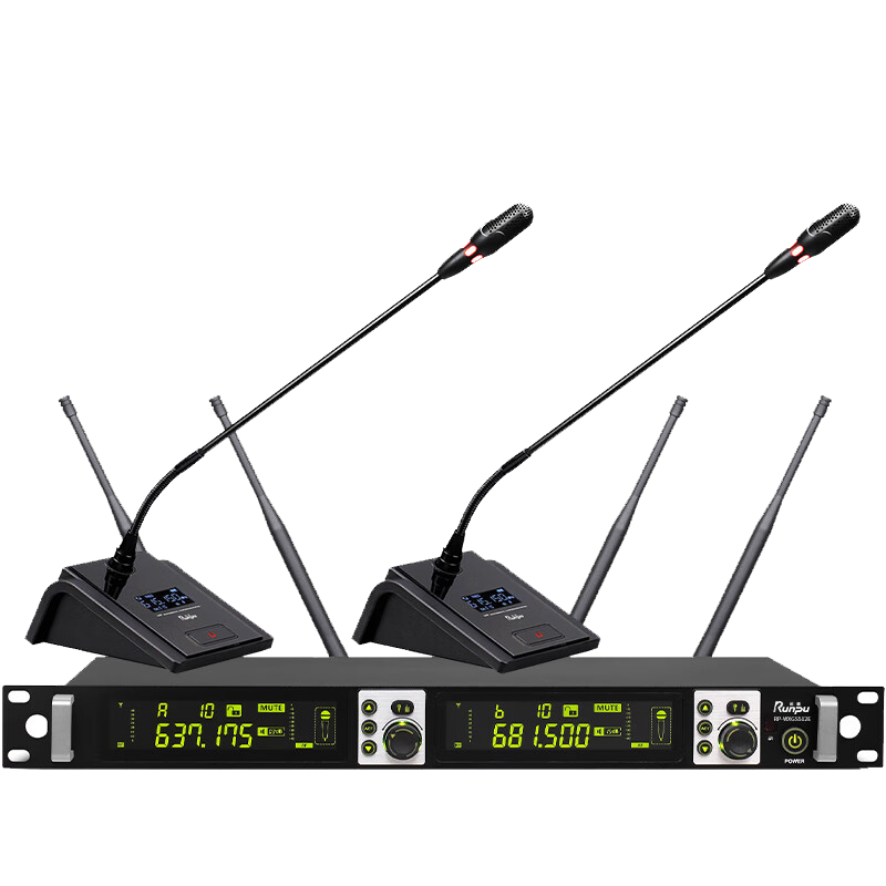 润普专业会议话筒 真分集 无线一拖二鹅颈式麦克风RP-WXGS512E高清大图