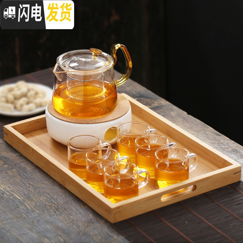 三维工匠透明加厚玻璃茶具水果花茶壶套装家用下午茶陶瓷温茶器茶壶加热 陶瓷加热底座+花茶单壶1000