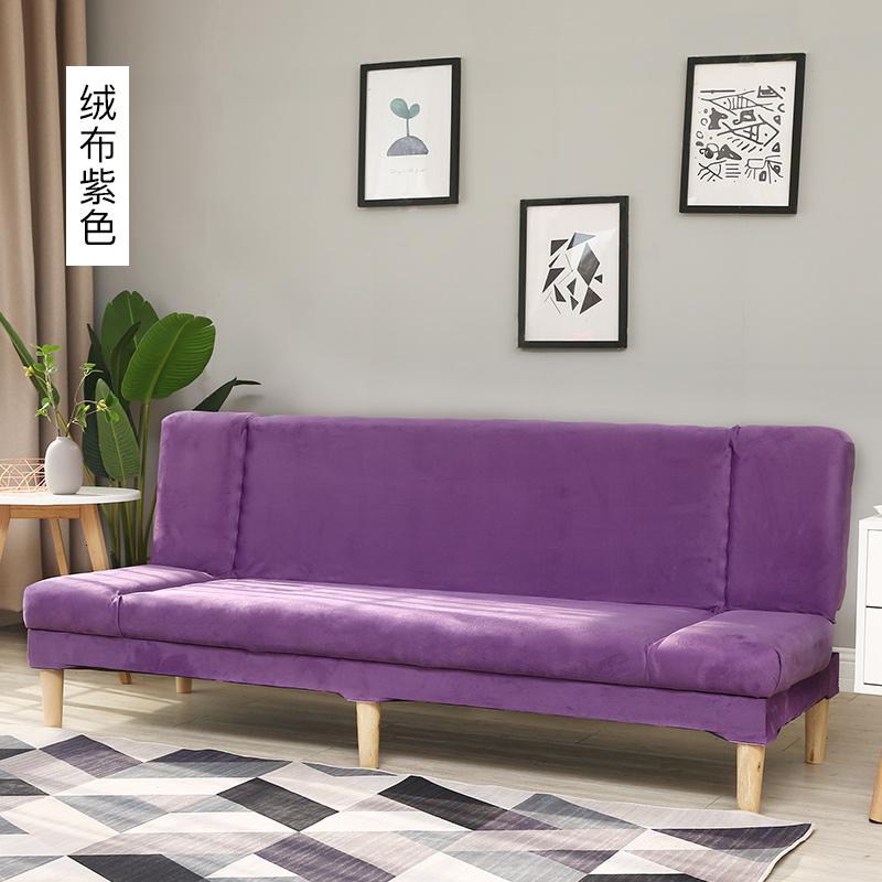 客厅沙发小户型经济型两用沙发床可折叠租房卧室简易单人布艺沙发 紫色绒布 1-2人坐1.2米长送2抱枕