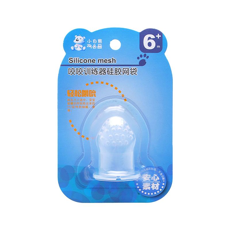 小白熊(Snow Bear)宝宝咬咬袋训练器 硅胶安心材质 奶嘴型硅胶网袋 (1入) 09037