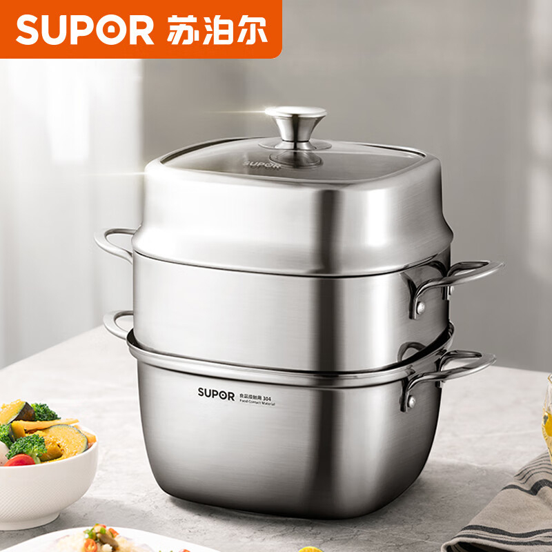 苏泊尔蒸煮多用锅15L巧易取方型SZ24FA1灵活多用高清大图