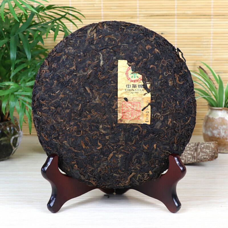 中茶云南普洱茶紫韵乌金布朗山大树熟茶饼 357g