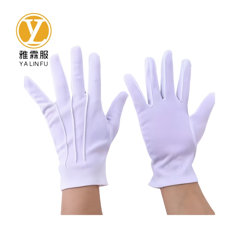 雅霖服 三筋白色礼仪手套YLF250517 双高清大图