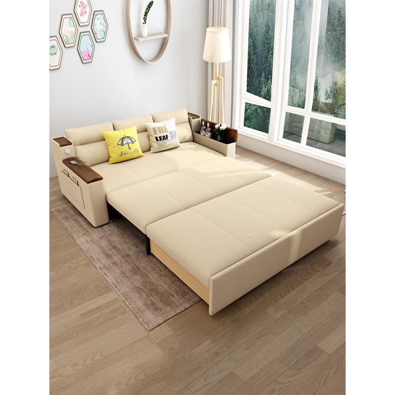 森美人可折叠实木沙发床两用储物客厅小户型双人懒人多功能乳胶1.8米1.5 外径包扶手1.3米三面椰棕款 1.5米-1.8米