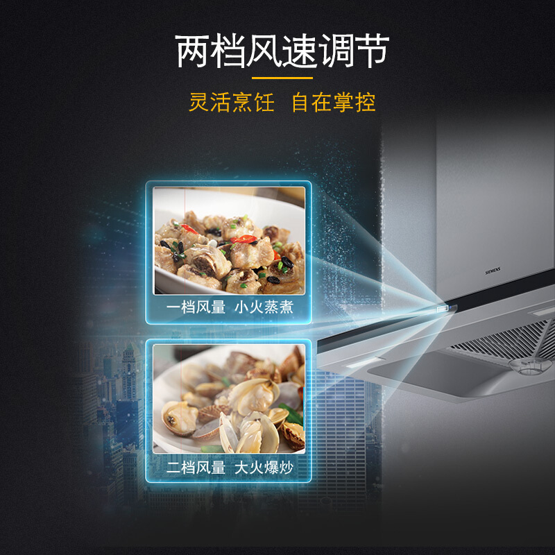 西门子(SIEMENS) 油烟机欧式18m³大吸力 欧式顶吸家用抽油烟机 LC46RA921W