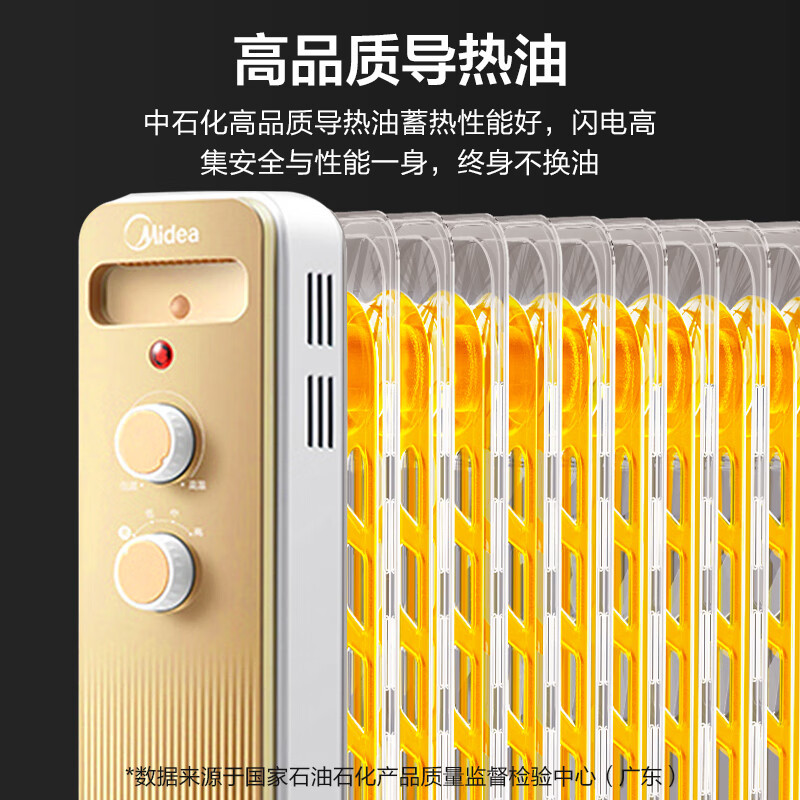 美的 HYW30GW 取暖器 电热油汀 家用加热电暖器 17片电暖气片 大面积加湿恒温立式加热器高清大图