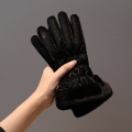 手套女冬季加厚加绒骑车防寒可触屏女士冬天骑行电动车保暖棉手冬 骑行必备黑色