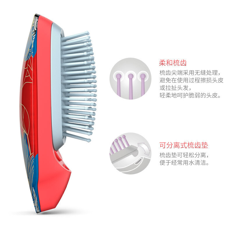 飞利浦(Philips) 负离子梳 按摩梳造型美发梳呵护头发防静电梳子颐和园联名女神专属礼盒HP4722/35BP红色
