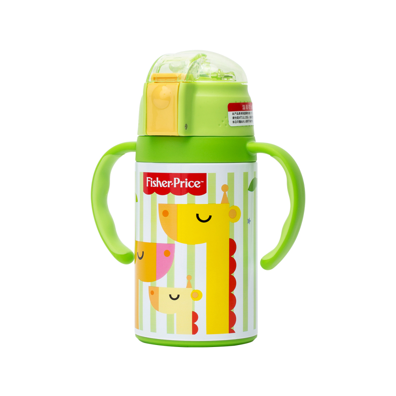 费雪牌(FISHER-PRICE) 母婴幼儿童抽真空保温杯套装带手柄 8045C 绿色 适用年龄:12个月以上