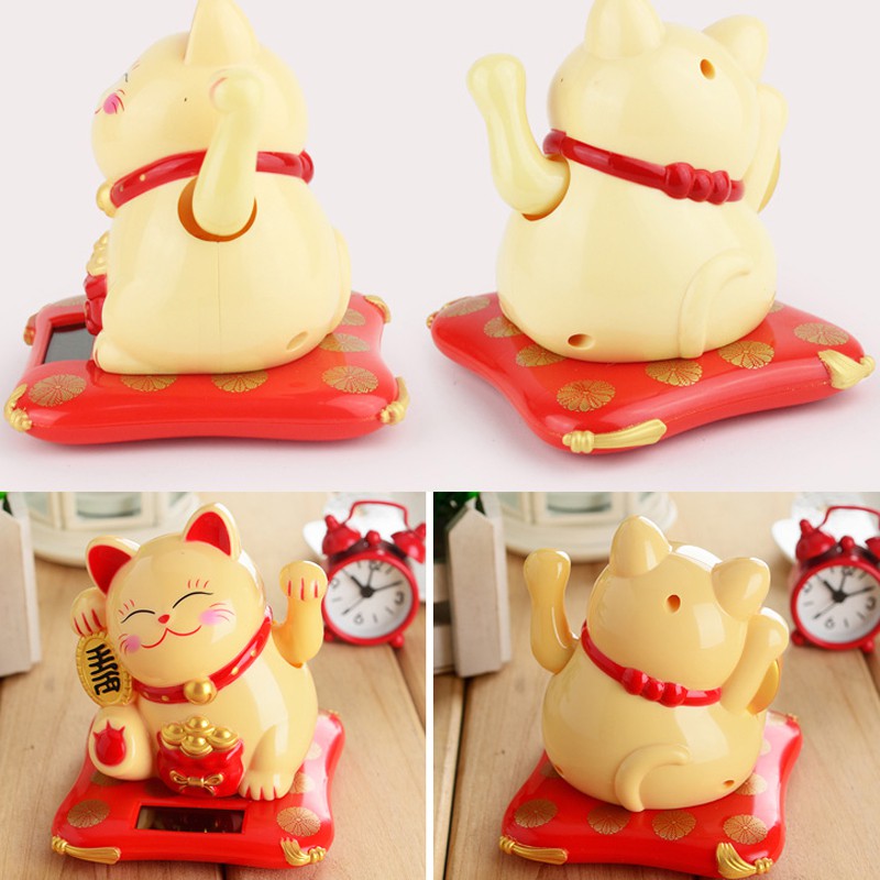 太阳能汽车载内饰摆件光能摇手小猫可爱猫开业礼品 三维工匠 2.5寸白色猫高清大图