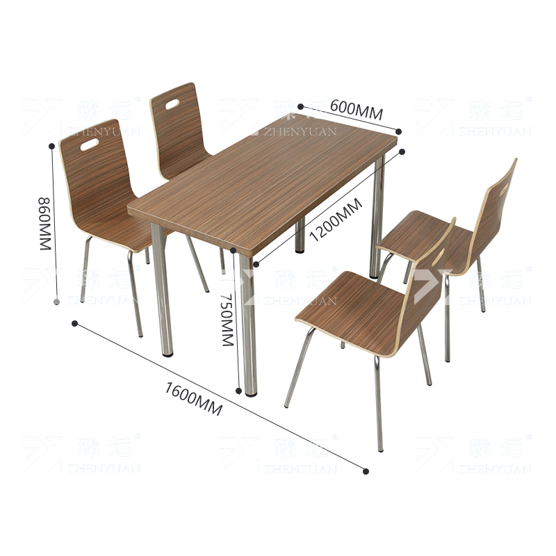 臻远 ZY4040836 餐桌椅组合学校食堂桌椅一桌四椅高清大图