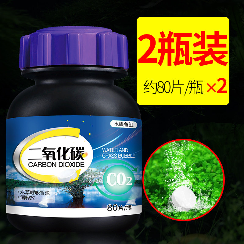二氧化碳CO2片水族缸爆藻叶鱼缸水造景自制CO2生器配件_1 默认尺寸 二氧化碳泡腾片80粒/瓶*2